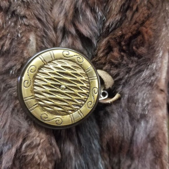 Brown M Fur Coat Pockets Cosplay Fashion Trench Woman Glam Starlet Luxury - Picture 11 of 14